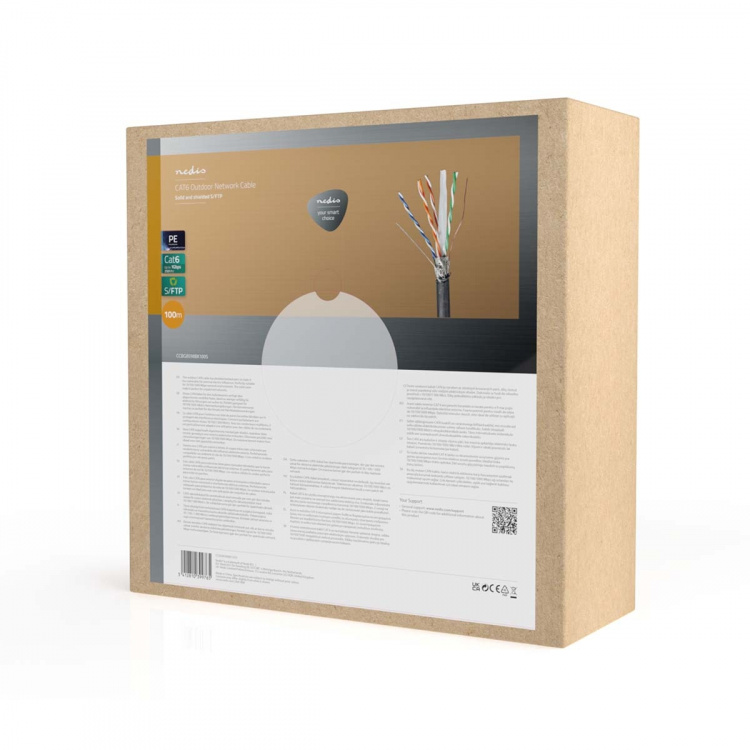Nedis Nätverkskabel Roll | CAT6 | Fast | S/FTP | Koppar | 100.0 m | Utomhus | Rund | PE | Svart | Dragkorg Nedis Nätverkskabel Roll | CAT6 | Fast | S/FTP | Koppar | 100.0 m | Utomhus | Rund | PE | Svart | Dragkorg