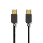 Nedis USB-kabel | USB 2.0 | USB-A Hane | USB-A Hane | 480 Mbps | Guldplaterad | 2.00 m | Rund | PVC | Antracit | Låda Nedis USB-kabel | USB 2.0 | USB-A Hane | USB-A Hane | 480 Mbps | Guldplaterad | 2.00 m | Rund | PVC | Antracit | Låda