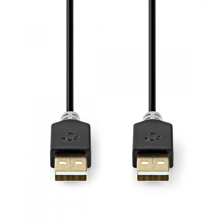 Nedis USB-kabel | USB 2.0 | USB-A Hane | USB-A Hane | 480 Mbps | Guldplaterad | 2.00 m | Rund | PVC | Antracit | Låda Nedis USB-kabel | USB 2.0 | USB-A Hane | USB-A Hane | 480 Mbps | Guldplaterad | 2.00 m | Rund | PVC | Antracit | Låda
