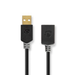 Nedis USB-kabel | USB 2.0 | USB-A Hane | USB-A Hona | 480 Mbps | Guldplaterad | 2.00 m | Rund | PVC | Antracit | Låda Nedis USB-kabel | USB 2.0 | USB-A Hane | USB-A Hona | 480 Mbps | Guldplaterad | 2.00 m | Rund | PVC | Antracit | Låda