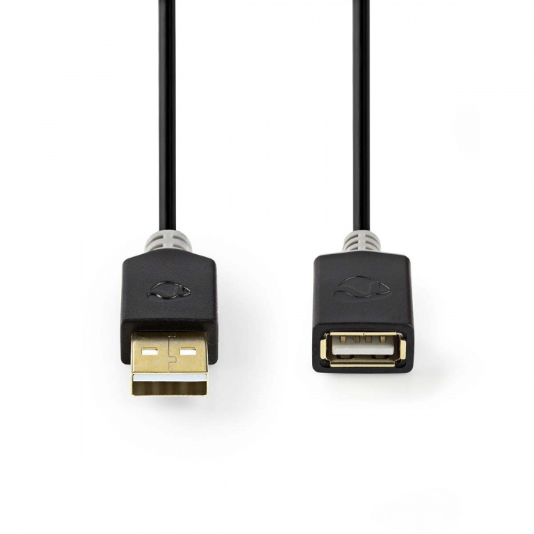 Nedis USB-kabel | USB 2.0 | USB-A Hane | USB-A Hona | 480 Mbps | Guldplaterad | 2.00 m | Rund | PVC | Antracit | Låda Nedis USB-kabel | USB 2.0 | USB-A Hane | USB-A Hona | 480 Mbps | Guldplaterad | 2.00 m | Rund | PVC | Antracit | Låda