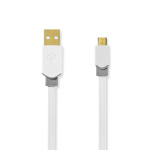 Nedis USB-kabel | USB 2.0 | USB-A Hane | USB Micro-B Hane | 480 Mbps | Guldplaterad | 1.00 m | Platt | PVC | Vit | Kartong med fönster