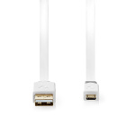 Nedis USB-kabel | USB 2.0 | USB-A Hane | USB Micro-B Hane | 480 Mbps | Guldplaterad | 1.00 m | Platt | PVC | Vit | Kartong med fönster