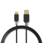 Nedis USB-kabel | USB 2.0 | USB-A Hane | USB-C™ Hane | 60 W | 480 Mbps | Guldplaterad | 2.00 m | Rund | PVC | Antracit | Låda Nedis USB-kabel | USB 2.0 | USB-A Hane | USB-C™ Hane | 60 W | 480 Mbps | Guldplaterad | 2.00 m | Rund | PVC | Antracit | Låda