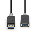 Nedis USB-kabel | USB 3.2 Gen 1 | USB-A Hane | USB-A Hona | 5 Gbps | Guldplaterad | 2.00 m | Rund | PVC | Antracit | Låda Nedis USB-kabel | USB 3.2 Gen 1 | USB-A Hane | USB-A Hona | 5 Gbps | Guldplaterad | 2.00 m | Rund | PVC | Antracit | Låda