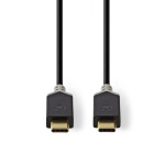 Nedis USB-kabel | USB 3.2 Gen 1 | USB-C™ Hane | USB-C™ Hane | 60 W | 4K@60Hz | 5 Gbps | Guldplaterad | 2.00 m | Rund | PVC | Svart | Låda