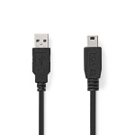 Nedis USB-kabel | USB 2.0 | USB-A Hane | USB Mini-B 5 pin Hane | 480 Mbps | Nickelplaterad | 1.00 m | Rund | PVC | Svart | Låda Nedis USB-kabel | USB 2.0 | USB-A Hane | USB Mini-B 5 pin Hane | 480 Mbps | Nickelplaterad | 1.00 m | Rund | PVC | Svart | Låda