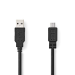 Nedis USB-kabel | USB 2.0 | USB-A Hane | USB Micro-B Hane | 480 Mbps | Nickelplaterad | 1.00 m | Rund | PVC | Svart | Låda