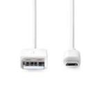 Nedis USB-kabel | USB 2.0 | USB-A Hane | USB Micro-B Hane | 480 Mbps | Nickelplaterad | 2.00 m | Rund | PVC | Vit | Låda