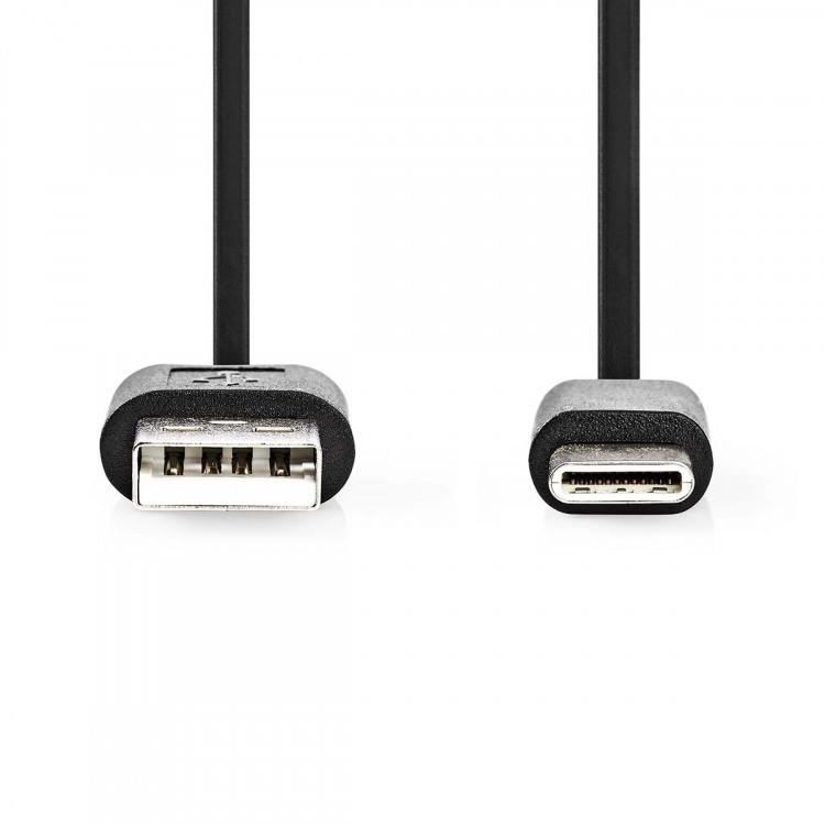 Nedis USB-kabel | USB 2.0 | USB-A Hane | USB-C™ Hane | 15 W | 480 Mbps | Nickelplaterad | 0.10 m | Rund | PVC | Svart | Blister
