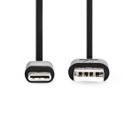 Nedis USB-kabel | USB 2.0 | USB-A Hane | USB-C™ Hane | 60 W | 480 Mbps | Nickelplaterad | 1.00 m | Rund | PVC | Svart | Låda