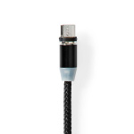 Nedis USB-kabel | USB 2.0 | USB-A Hane | USB Micro-B Hane / USB-C™ Hane | 10 W | No Data Transfer | Nickelplaterad | 2.00 m | Rund | Nylon | Svart | Låda