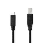 Nedis USB-kabel | USB 2.0 | USB-C™ Hane | USB-B Hane | 480 Mbps | Nickelplaterad | 2.00 m | Rund | PVC | Svart | Låda
