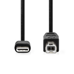 Nedis USB-kabel | USB 2.0 | USB-C™ Hane | USB-B Hane | 480 Mbps | Nickelplaterad | 2.00 m | Rund | PVC | Svart | Låda