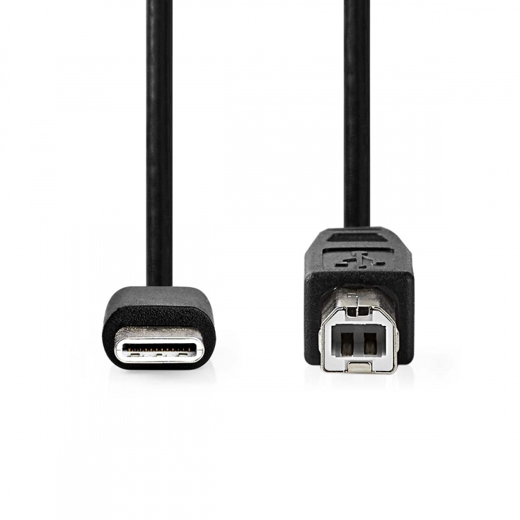 Nedis USB-kabel | USB 2.0 | USB-C™ Hane | USB-B Hane | 480 Mbps | Nickelplaterad | 2.00 m | Rund | PVC | Svart | Låda