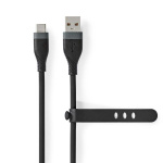 Nedis USB-kabel | USB 2.0 | USB-A Hane | USB-C™ Hane | 15 W | 480 Mbps | Nickelplaterad | 1.50 m | Rund | Silikon | Svart | Låda