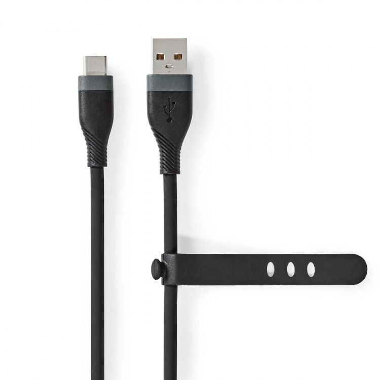 Nedis USB-kabel | USB 2.0 | USB-A Hane | USB-C™ Hane | 15 W | 480 Mbps | Nickelplaterad | 1.50 m | Rund | Silikon | Svart | Låda