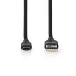 Nedis USB-kabel | USB 2.0 | USB-A Hane | USB-C™ Hane | 15 W | 480 Mbps | Nickelplaterad | 1.50 m | Rund | Silikon | Svart | Låda