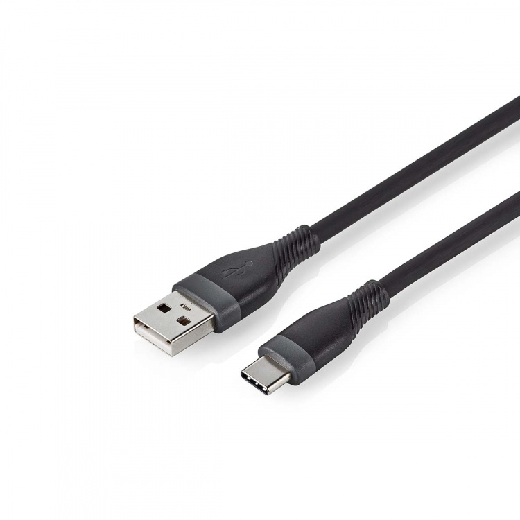 Nedis USB-kabel | USB 2.0 | USB-A Hane | USB-C™ Hane | 15 W | 480 Mbps | Nickelplaterad | 1.50 m | Rund | Silikon | Svart | Låda