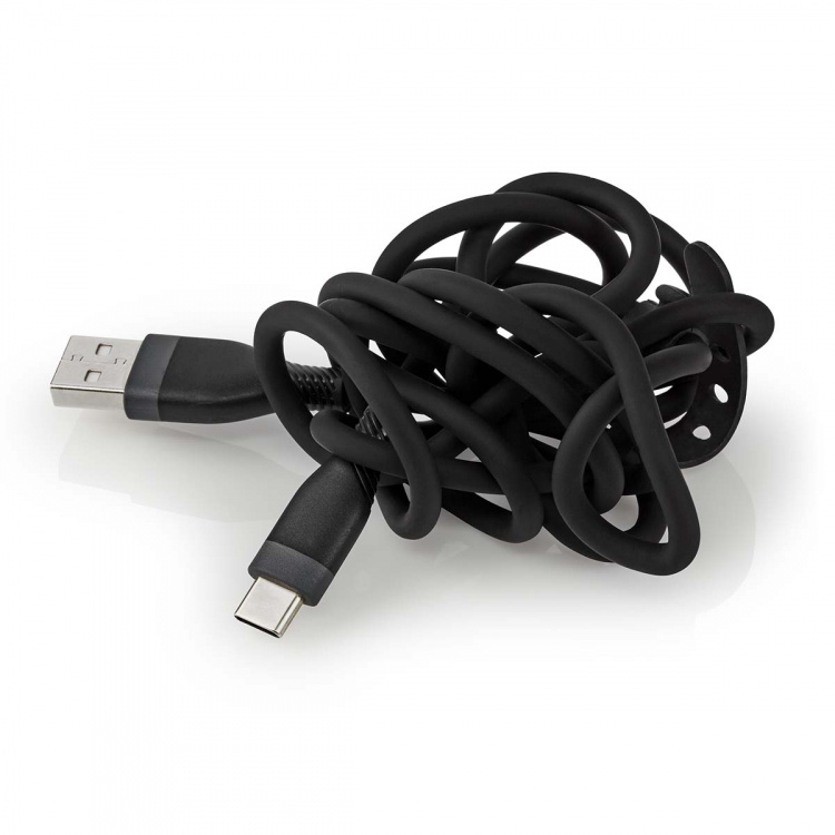 Nedis USB-kabel | USB 2.0 | USB-A Hane | USB-C™ Hane | 15 W | 480 Mbps | Nickelplaterad | 1.50 m | Rund | Silikon | Svart | Låda