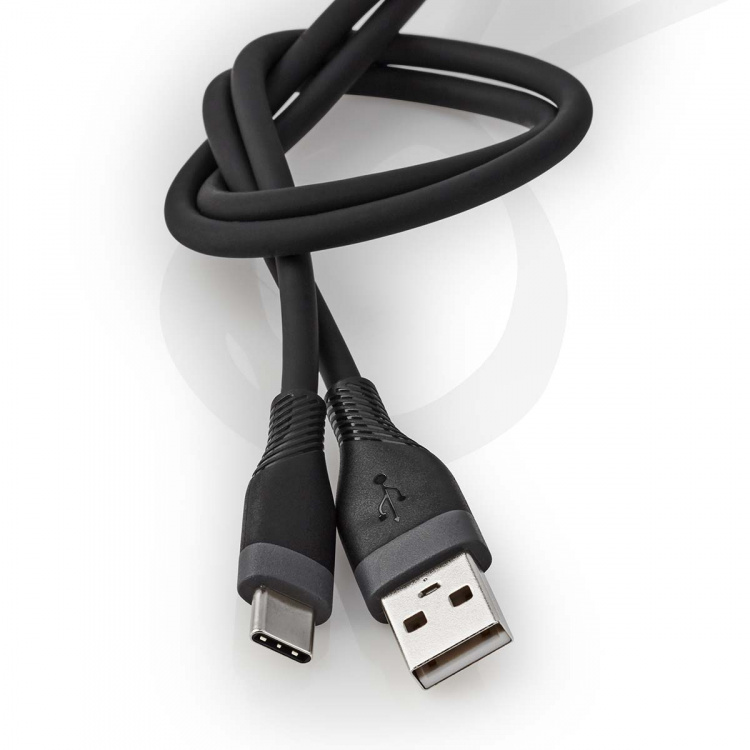 Nedis USB-kabel | USB 2.0 | USB-A Hane | USB-C™ Hane | 15 W | 480 Mbps | Nickelplaterad | 1.50 m | Rund | Silikon | Svart | Låda