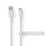 Nedis USB-kabel | USB 2.0 | USB-A Hane | USB-C™ Hane | 15 W | 480 Mbps | Nickelplaterad | 1.50 m | Rund | Silikon | Vit | Låda