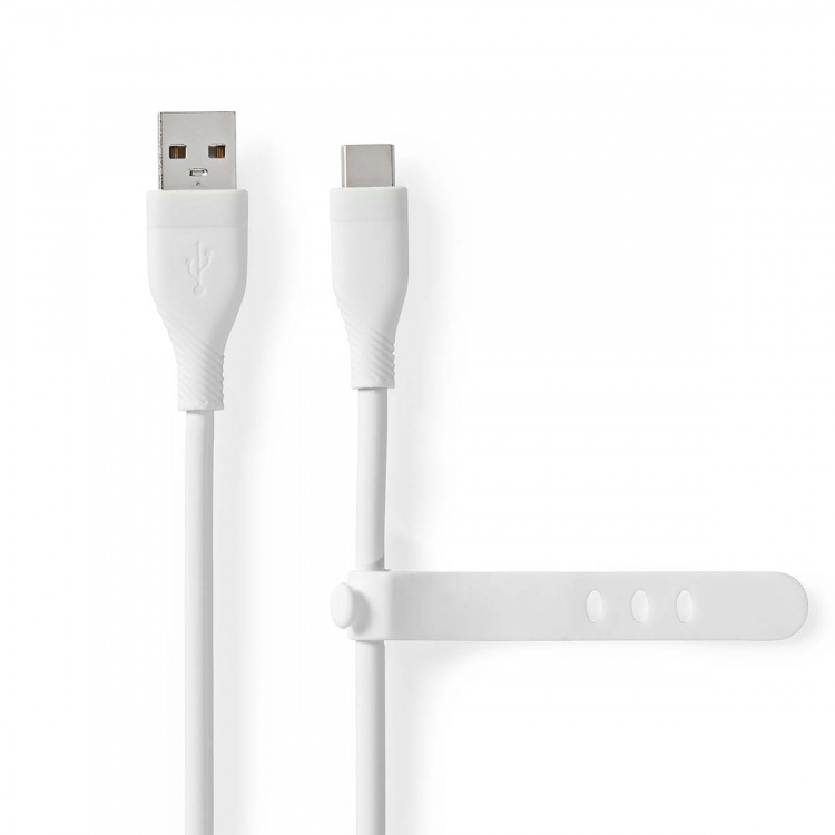 Nedis USB-kabel | USB 2.0 | USB-A Hane | USB-C™ Hane | 15 W | 480 Mbps | Nickelplaterad | 1.50 m | Rund | Silikon | Vit | Låda
