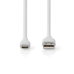 Nedis USB-kabel | USB 2.0 | USB-A Hane | USB-C™ Hane | 15 W | 480 Mbps | Nickelplaterad | 1.50 m | Rund | Silikon | Vit | Låda