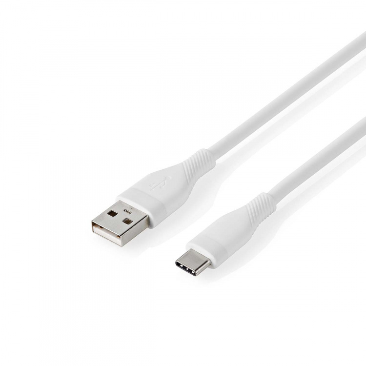 Nedis USB-kabel | USB 2.0 | USB-A Hane | USB-C™ Hane | 15 W | 480 Mbps | Nickelplaterad | 1.50 m | Rund | Silikon | Vit | Låda