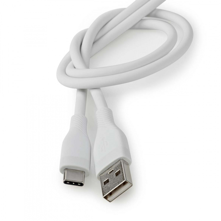Nedis USB-kabel | USB 2.0 | USB-A Hane | USB-C™ Hane | 15 W | 480 Mbps | Nickelplaterad | 1.50 m | Rund | Silikon | Vit | Låda
