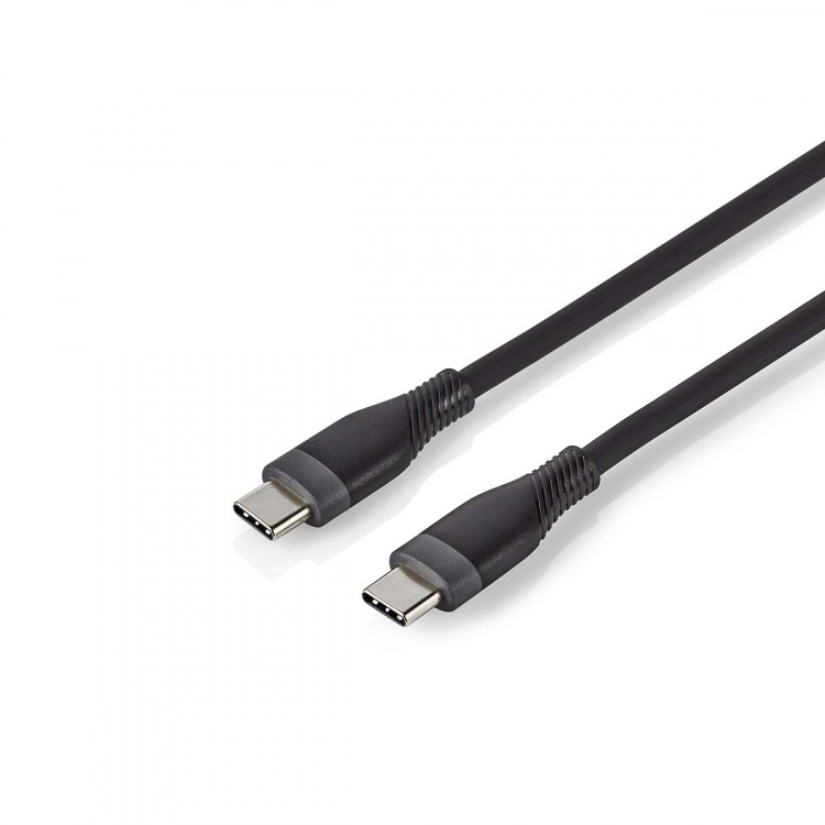 Nedis USB-kabel | USB 2.0 | USB-C™ Hane | USB-C™ Hane | 60 W | 480 Mbps | Nickelplaterad | 1.50 m | Rund | Silikon | Svart | Låda