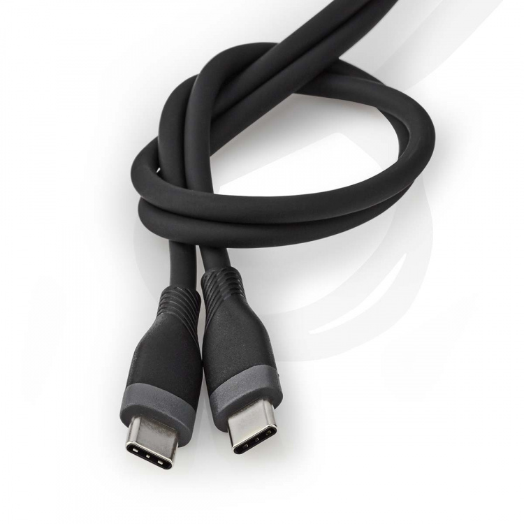 Nedis USB-kabel | USB 2.0 | USB-C™ Hane | USB-C™ Hane | 60 W | 480 Mbps | Nickelplaterad | 1.50 m | Rund | Silikon | Svart | Låda