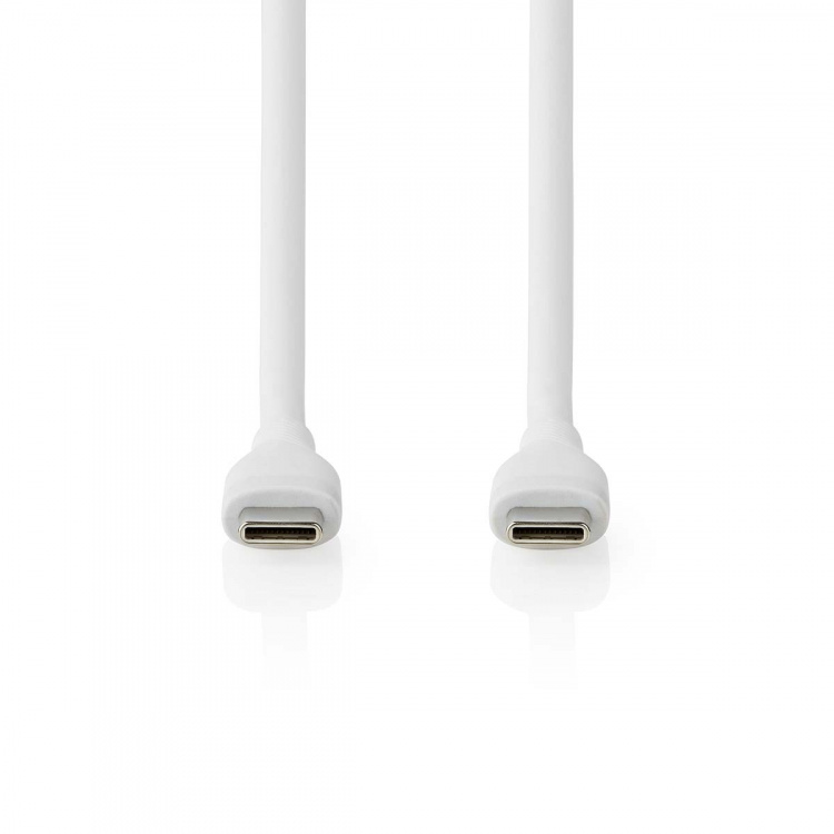 Nedis USB-kabel | USB 2.0 | USB-C™ Hane | USB-C™ Hane | 60 W | 480 Mbps | Nickelplaterad | 1.50 m | Rund | Silikon | Vit | Låda