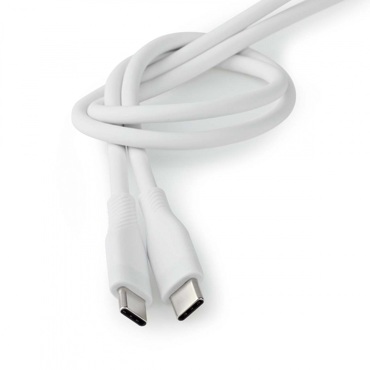 Nedis USB-kabel | USB 2.0 | USB-C™ Hane | USB-C™ Hane | 60 W | 480 Mbps | Nickelplaterad | 1.50 m | Rund | Silikon | Vit | Låda