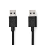 Nedis USB-kabel | USB 3.2 Gen 1 | USB-A Hane | USB-A Hane | 5 Gbps | Nickelplaterad | 1.00 m | Rund | PVC | Svart | Låda