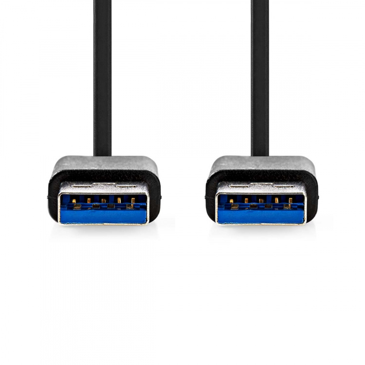 Nedis USB-kabel | USB 3.2 Gen 1 | USB-A Hane | USB-A Hane | 5 Gbps | Nickelplaterad | 2.00 m | Rund | PVC | Svart | Låda Nedis USB-kabel | USB 3.2 Gen 1 | USB-A Hane | USB-A Hane | 5 Gbps | Nickelplaterad | 2.00 m | Rund | PVC | Svart | Låda