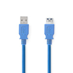 Nedis USB-kabel | USB 3.2 Gen 1 | USB-A Hane | USB-A Hona | 5 Gbps | Nickelplaterad | 2.00 m | Rund | PVC | Blå | Låda