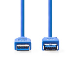 Nedis USB-kabel | USB 3.2 Gen 1 | USB-A Hane | USB-A Hona | 5 Gbps | Nickelplaterad | 2.00 m | Rund | PVC | Blå | Låda