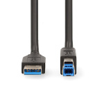 Nedis USB-kabel | USB 3.2 Gen 1 | USB-A Hane | USB-B Hane | 5 Gbps | Nickelplaterad | 2.00 m | Rund | PVC | Svart | Låda Nedis USB-kabel | USB 3.2 Gen 1 | USB-A Hane | USB-B Hane | 5 Gbps | Nickelplaterad | 2.00 m | Rund | PVC | Svart | Låda