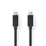 Nedis USB-kabel | USB 3.2 Gen 2 | USB-C™ Hane | USB-C™ Hane | 100 W | 4K@60Hz | 20 Gbps | Nickelplaterad | 1.00 m | Rund | PVC | Svart | Låda