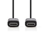 Nedis USB-kabel | USB 3.2 Gen 1 | USB-C™ Hane | USB-C™ Hane | 60 W | 4K@60Hz | 5 Gbps | Nickelplaterad | 1.00 m | Rund | PVC | Svart | Låda