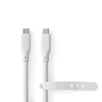 Nedis USB-kabel | USB 3.2 Gen 2 | USB-C™ Hane | USB-C™ Hane | 240 W | 8K@30Hz | 20 Gbps | Nickelplaterad | 1.00 m | Rund | Silikon | Vit | Låda