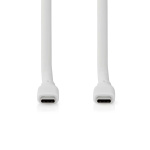 Nedis USB-kabel | USB 3.2 Gen 2 | USB-C™ Hane | USB-C™ Hane | 240 W | 8K@30Hz | 20 Gbps | Nickelplaterad | 1.00 m | Rund | Silikon | Vit | Låda