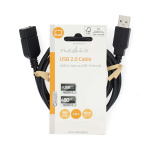 Nedis USB-kabel | USB 2.0 | USB-A Hane | USB-A Hona | 480 Mbps | Nickelplaterad | 1.00 m | Rund | PVC | Svart | Label Nedis USB-kabel | USB 2.0 | USB-A Hane | USB-A Hona | 480 Mbps | Nickelplaterad | 1.00 m | Rund | PVC | Svart | Label