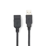 Nedis USB-kabel | USB 2.0 | USB-A Hane | USB-A Hona | 480 Mbps | Nickelplaterad | 2.00 m | Rund | PVC | Svart | Label Nedis USB-kabel | USB 2.0 | USB-A Hane | USB-A Hona | 480 Mbps | Nickelplaterad | 2.00 m | Rund | PVC | Svart | Label