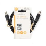 Nedis USB-kabel | USB 2.0 | USB-A Hane | USB-B Hane | 10 W | 480 Mbps | Nickelplaterad | 1.00 m | Rund | PVC | Svart | Label Nedis USB-kabel | USB 2.0 | USB-A Hane | USB-B Hane | 10 W | 480 Mbps | Nickelplaterad | 1.00 m | Rund | PVC | Svart | Label