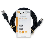 Nedis USB-kabel | USB 2.0 | USB-A Hane | USB-B Hane | 10 W | 480 Mbps | Nickelplaterad | 3.00 m | Rund | PVC | Svart | Label Nedis USB-kabel | USB 2.0 | USB-A Hane | USB-B Hane | 10 W | 480 Mbps | Nickelplaterad | 3.00 m | Rund | PVC | Svart | Label