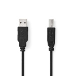 Nedis USB-kabel | USB 2.0 | USB-A Hane | USB-B Hane | 10 W | 480 Mbps | Nickelplaterad | 5.00 m | Rund | PVC | Svart | Label Nedis USB-kabel | USB 2.0 | USB-A Hane | USB-B Hane | 10 W | 480 Mbps | Nickelplaterad | 5.00 m | Rund | PVC | Svart | Label