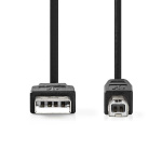 Nedis USB-kabel | USB 2.0 | USB-A Hane | USB-B Hane | 10 W | 480 Mbps | Nickelplaterad | 5.00 m | Rund | PVC | Svart | Label Nedis USB-kabel | USB 2.0 | USB-A Hane | USB-B Hane | 10 W | 480 Mbps | Nickelplaterad | 5.00 m | Rund | PVC | Svart | Label