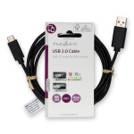 Nedis USB-kabel | USB 2.0 | USB-A Hane | USB-C™ Hane | 15 W | 480 Mbps | Nickelplaterad | 2.00 m | Rund | PVC | Svart | Label